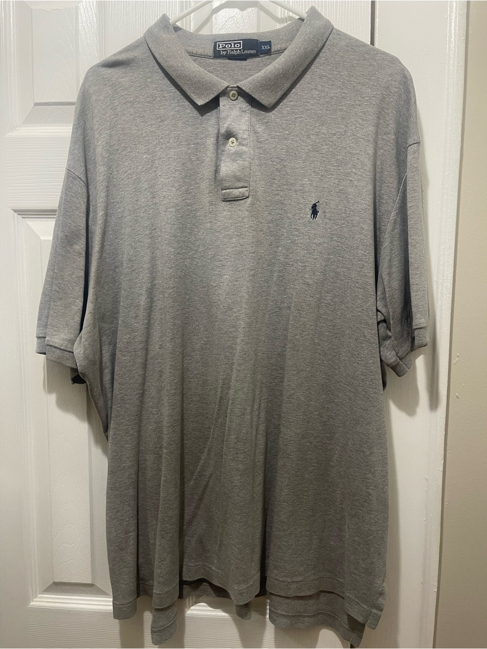 Polo by Ralph Lauren Men’s Heather Gray Polo with Navy Logo